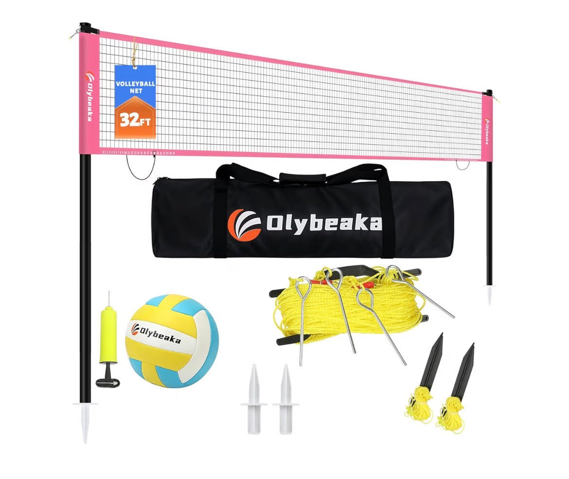 20FT Outdoor Volleyball Net Set System for Backyard Beach with Anti-Sagging Net