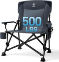 EVER ADVANCED Oversized Folding Camping Chair, for Adults Heavy Duty Lawn Chair with Side Pockets, Portable Collapsible Quad Chair for Outside, Support Up to 500lbs