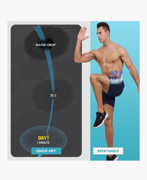 2 PACK Men's Gym Workout Shorts - 5'' Quick Dry Athletic Running Shorts