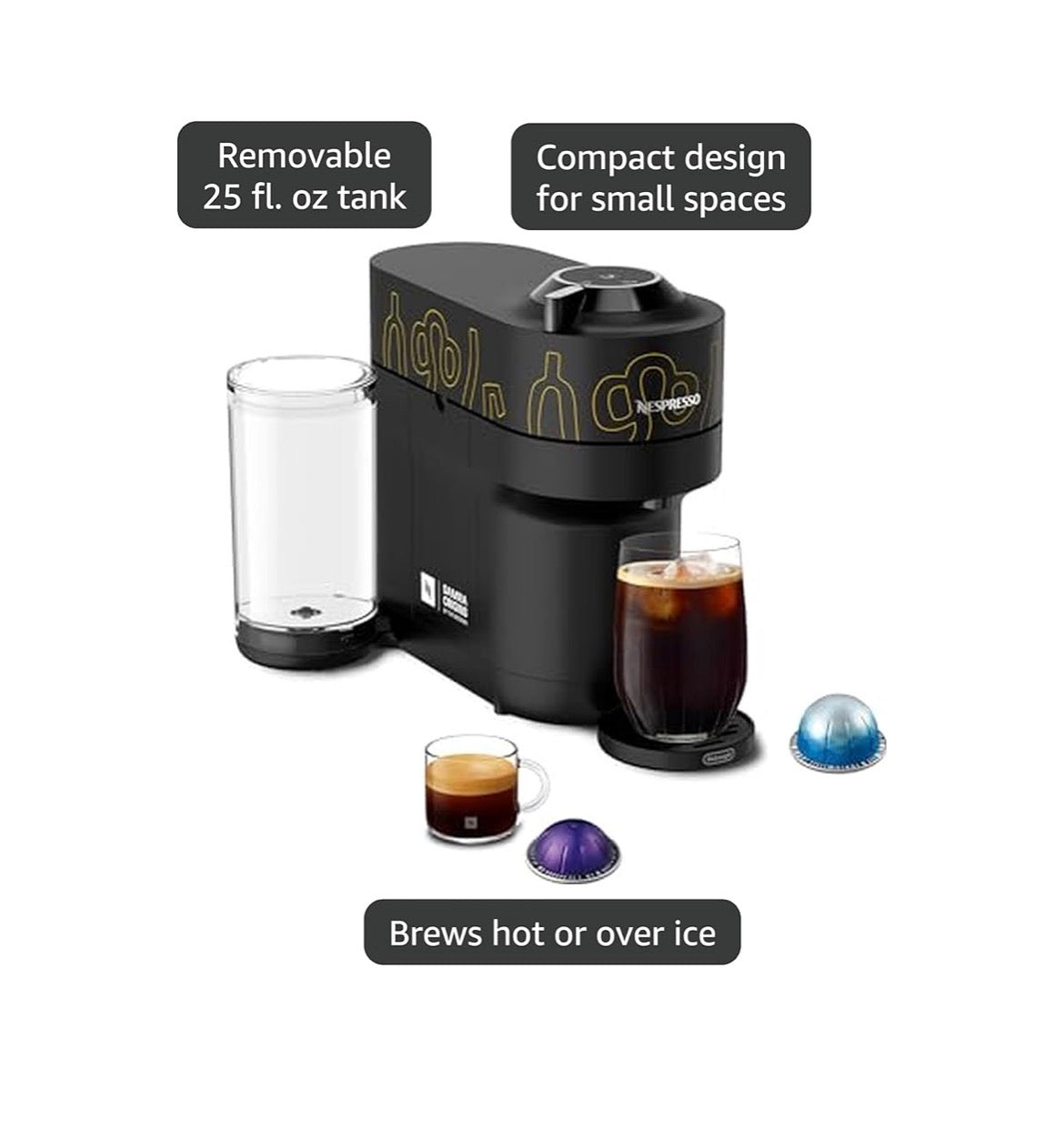 Nespresso Vertuo Pop+ Coffee and Espresso Maker by De'Longhi, Samra Or ...