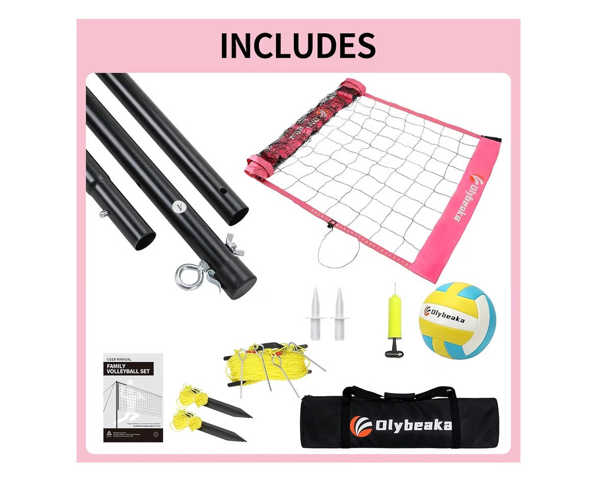 20FT Outdoor Volleyball Net Set System for Backyard Beach with Anti-Sagging Net