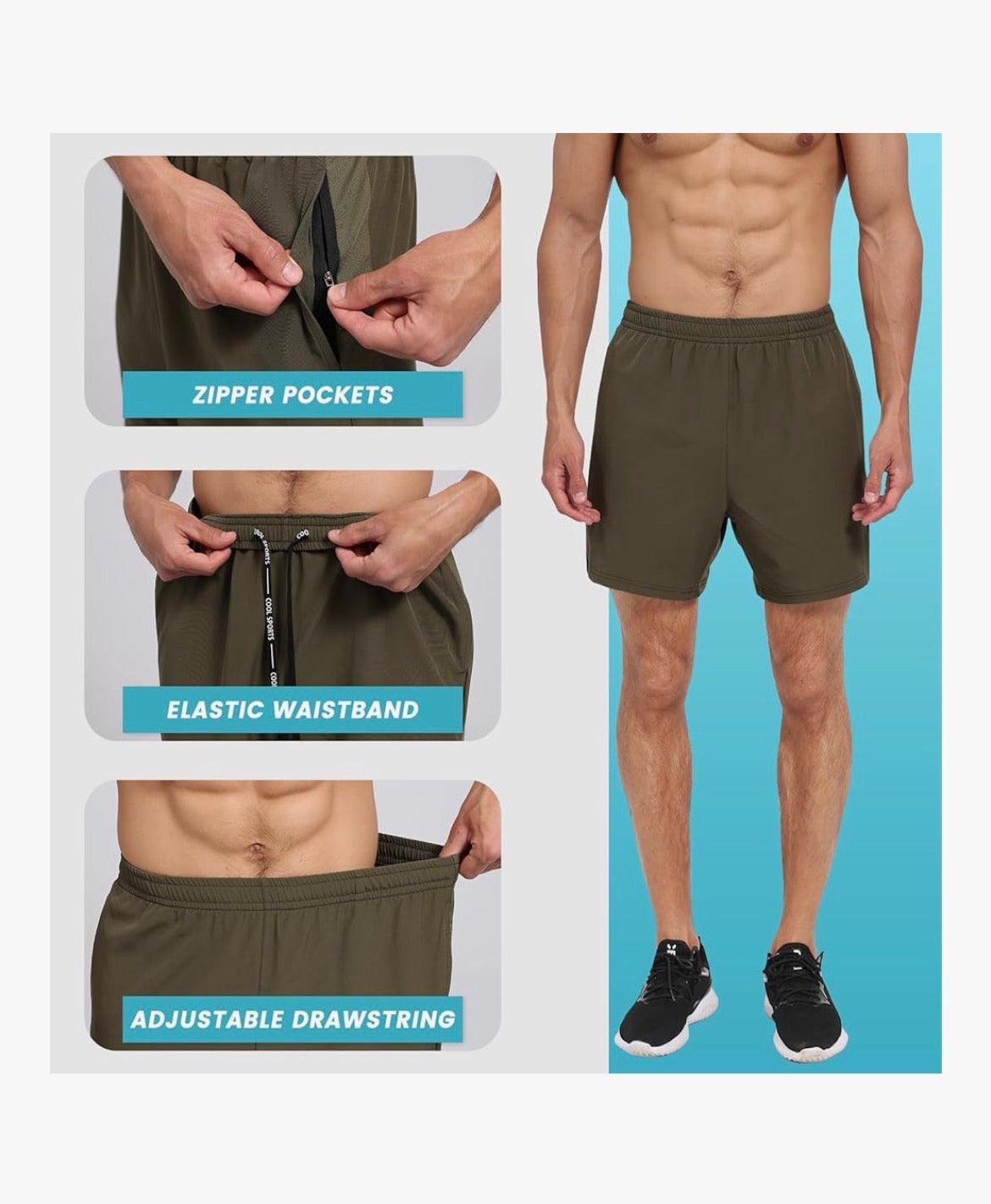 2 PACK Men's Gym Workout Shorts - 5'' Quick Dry Athletic Running Shorts