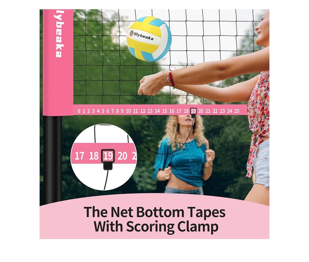20FT Outdoor Volleyball Net Set System for Backyard Beach with Anti-Sagging Net