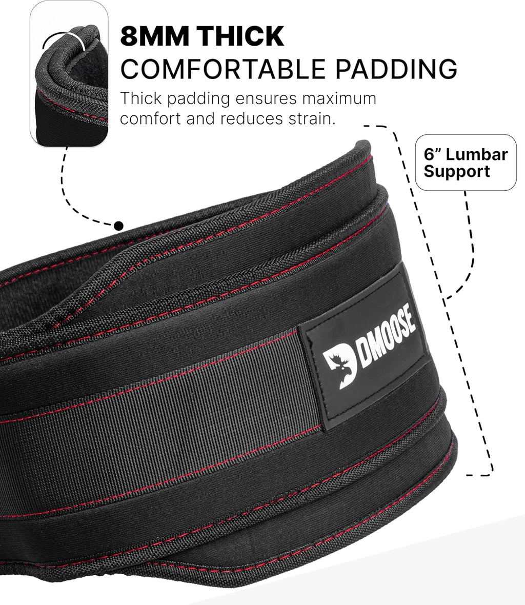 DMoose Fitness Dip Belt for Weight Lifting, Pullup, Squats & Dips - 36" Robust Steel Chain, Comfortable Neoprene Padding Supports 350lbs - Gym Weight Belt for Strength Training Workout & Weightlifting