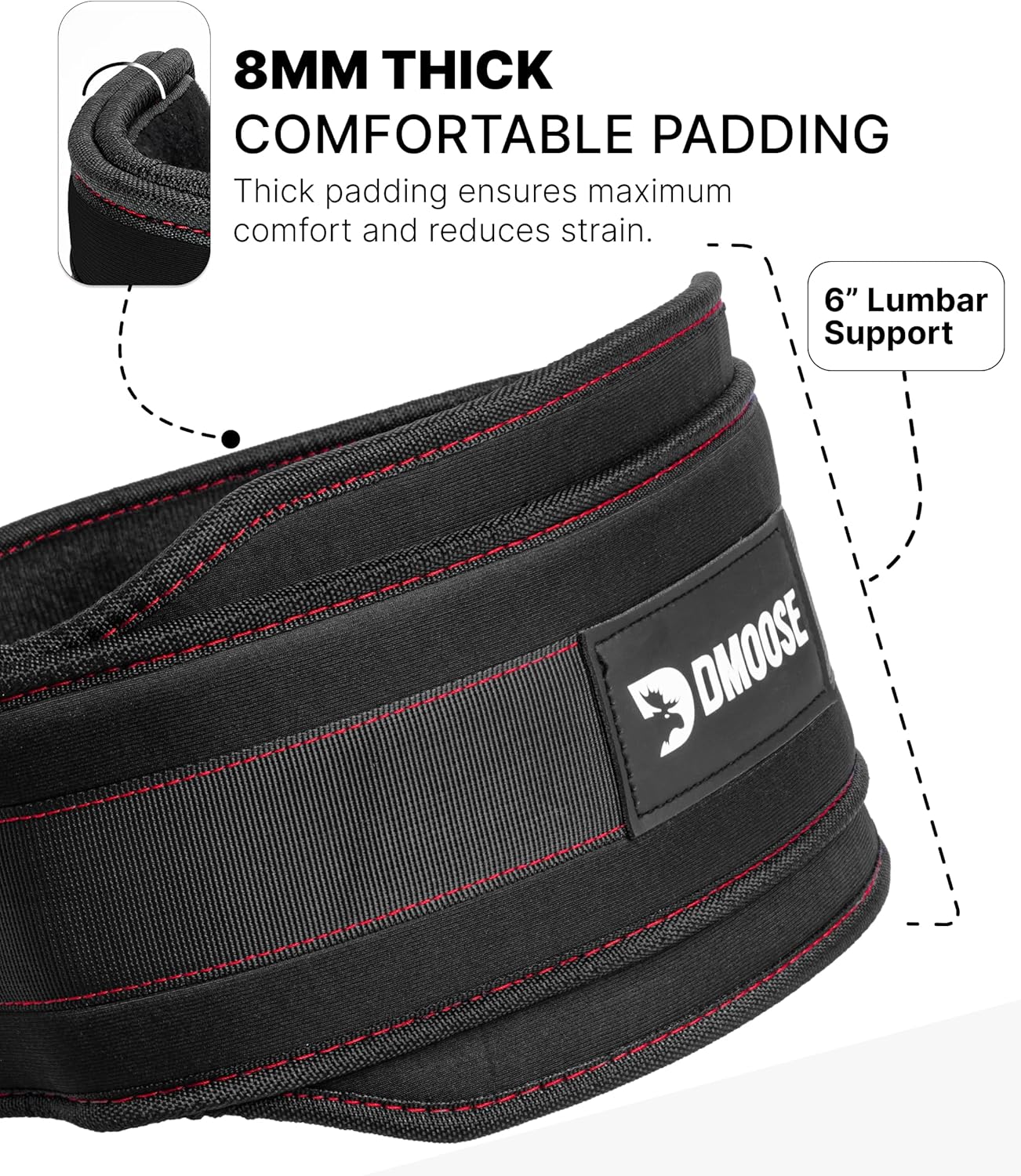 DMoose Fitness Dip Belt for Weight Lifting, Pullup, Squats & Dips - 36" Robust Steel Chain, Comfortable Neoprene Padding Supports 350lbs - Gym Weight Belt for Strength Training Workout & Weightlifting