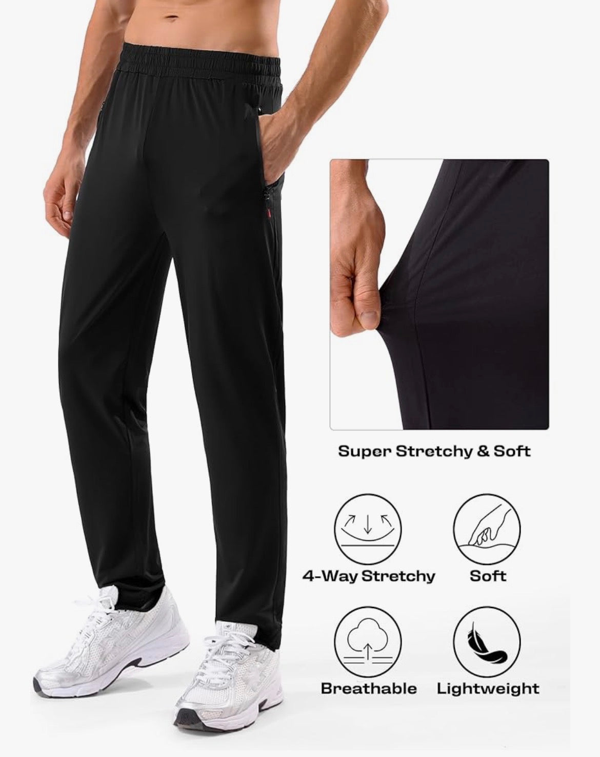 5 Pack Men's Sweatpants with Zipper Pockets Stretch Lightweight Athletic Track Activewear Pants for Men
