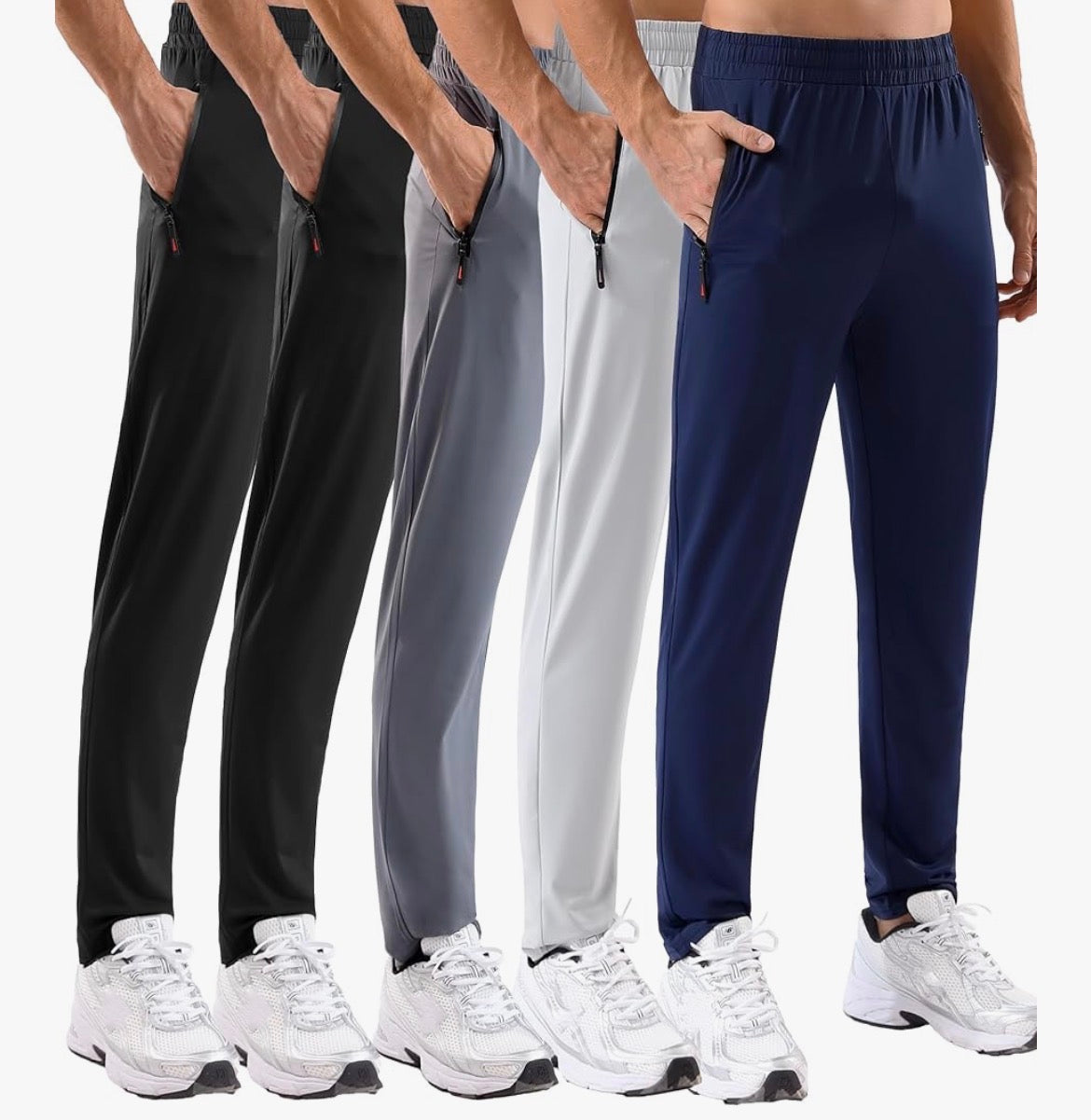 5 Pack Men's Sweatpants with Zipper Pockets Stretch Lightweight Athletic Track Activewear Pants for Men