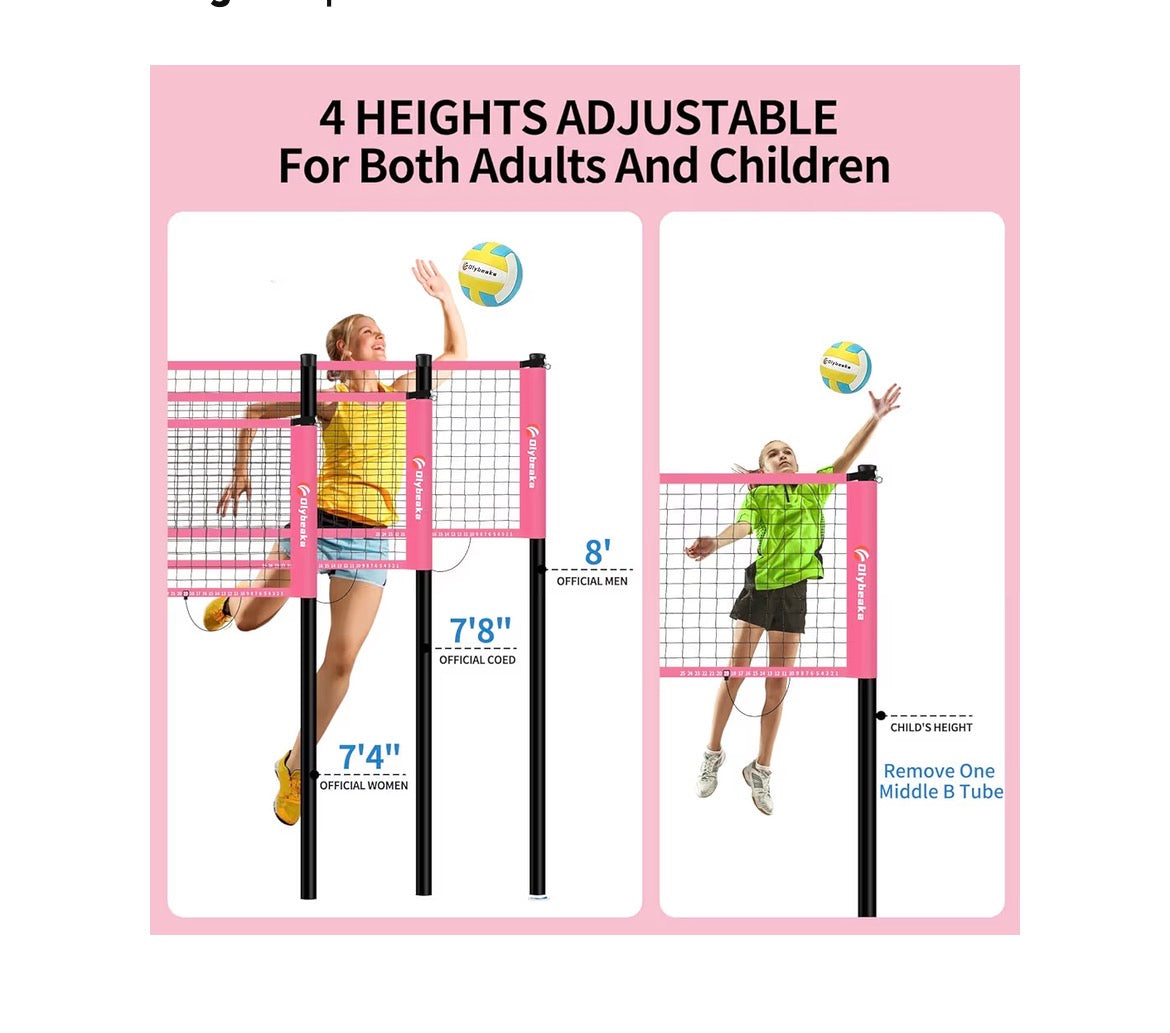20FT Outdoor Volleyball Net Set System for Backyard Beach with Anti-Sagging Net