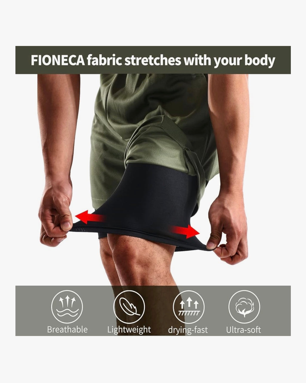 2 in 1 Mens Shorts Casual 2 Pack