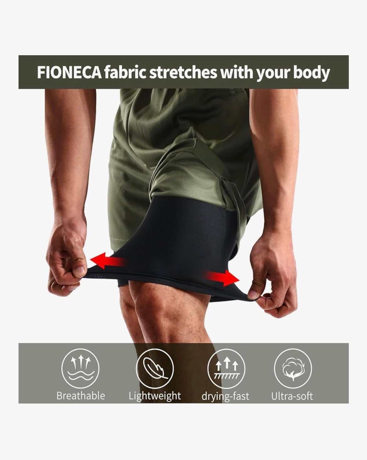 2 in 1 Mens Shorts Casual 2 Pack