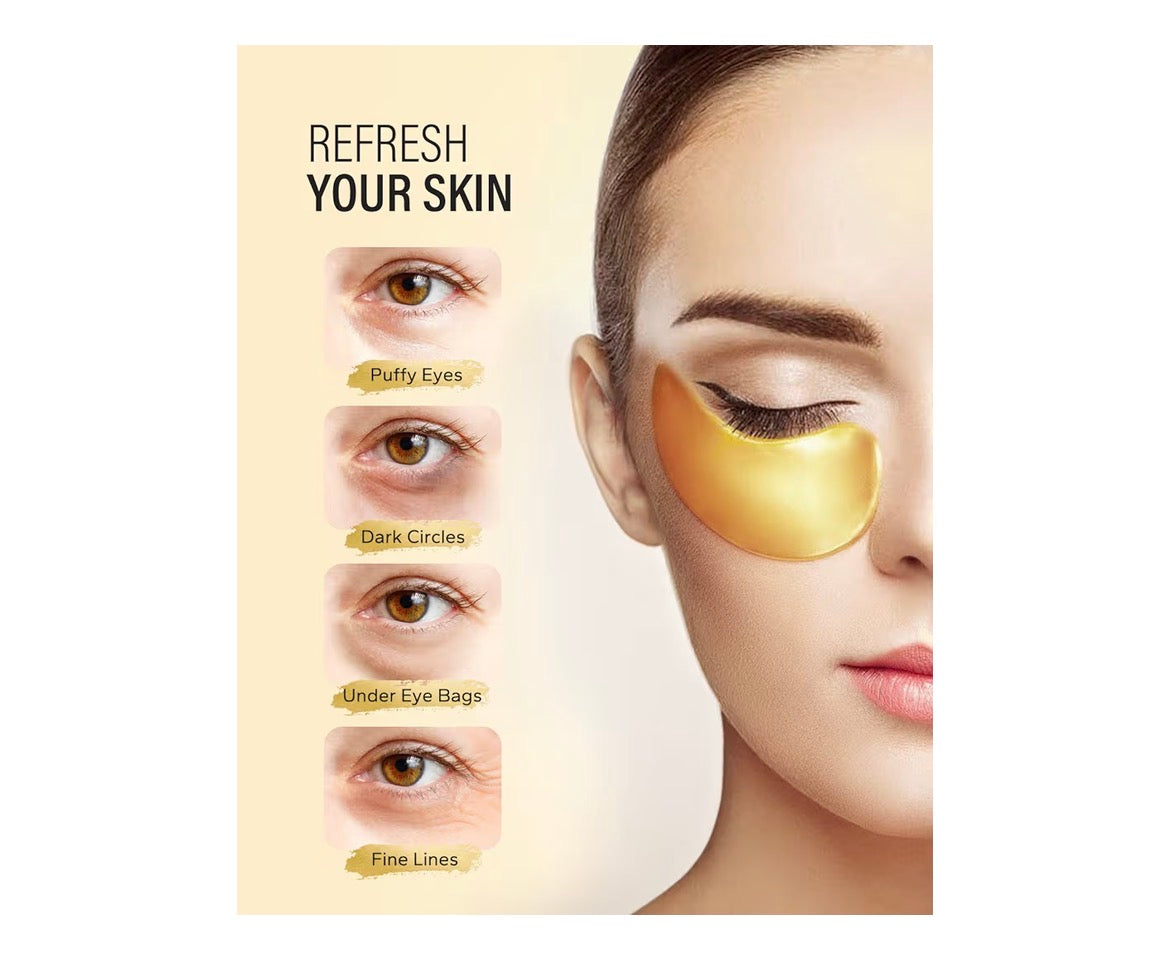 24k Gold Under Eye Patches (25 Pairs), eye mask, Collagen Skin Care Products, Eye Patches for Puffy Eyes, eye masks for dark circles and puffiness