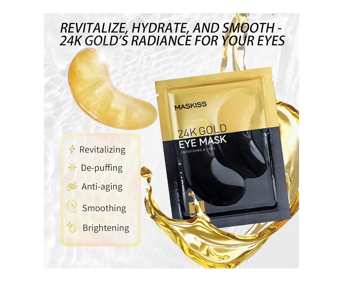 24k Gold Under Eye Patches (25 Pairs), eye mask, Collagen Skin Care Products, Eye Patches for Puffy Eyes, eye masks for dark circles and puffiness