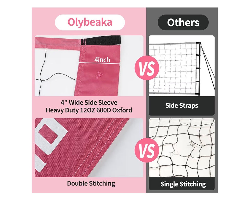 20FT Outdoor Volleyball Net Set System for Backyard Beach with Anti-Sagging Net