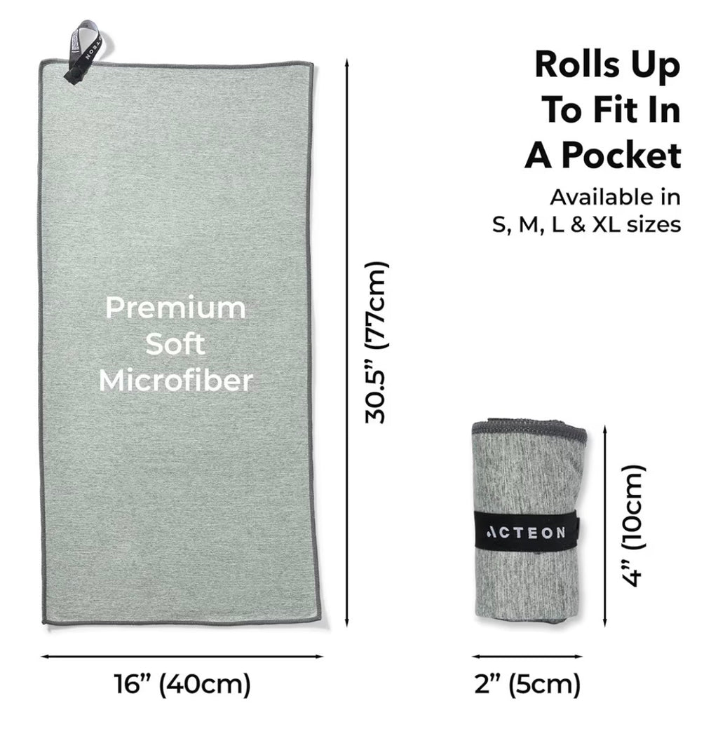 Acteon Microfiber Gym Towels 5 Pack, Quick Dry Silver ION Odor-Free Sweat Towel, Super Absorbent Fast Drying for Men & Women, Workout, Yoga, Running, Hiking, Travel – 16x30.5 Inch
