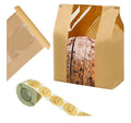 100 Pack Large Paper Bread Bags for Homemade Bread Sourdough Bags 14" x 8.3" x 3.5" with Tin Tie Tab Lock Clear Front Window Bakery Bag Packaging Cookie Bag with Label Seal Stickers