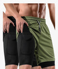 2 in 1 Mens Shorts Casual 2 Pack