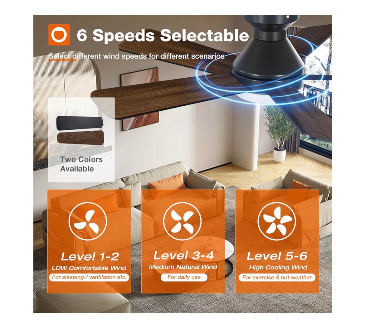 Addlon Ceiling Fans with Lights, 42 Inch Low Profile Ceiling Fan with Light and Remote Control, Flush Mount, Reversible, 3CCT, Dimmable, Quiet