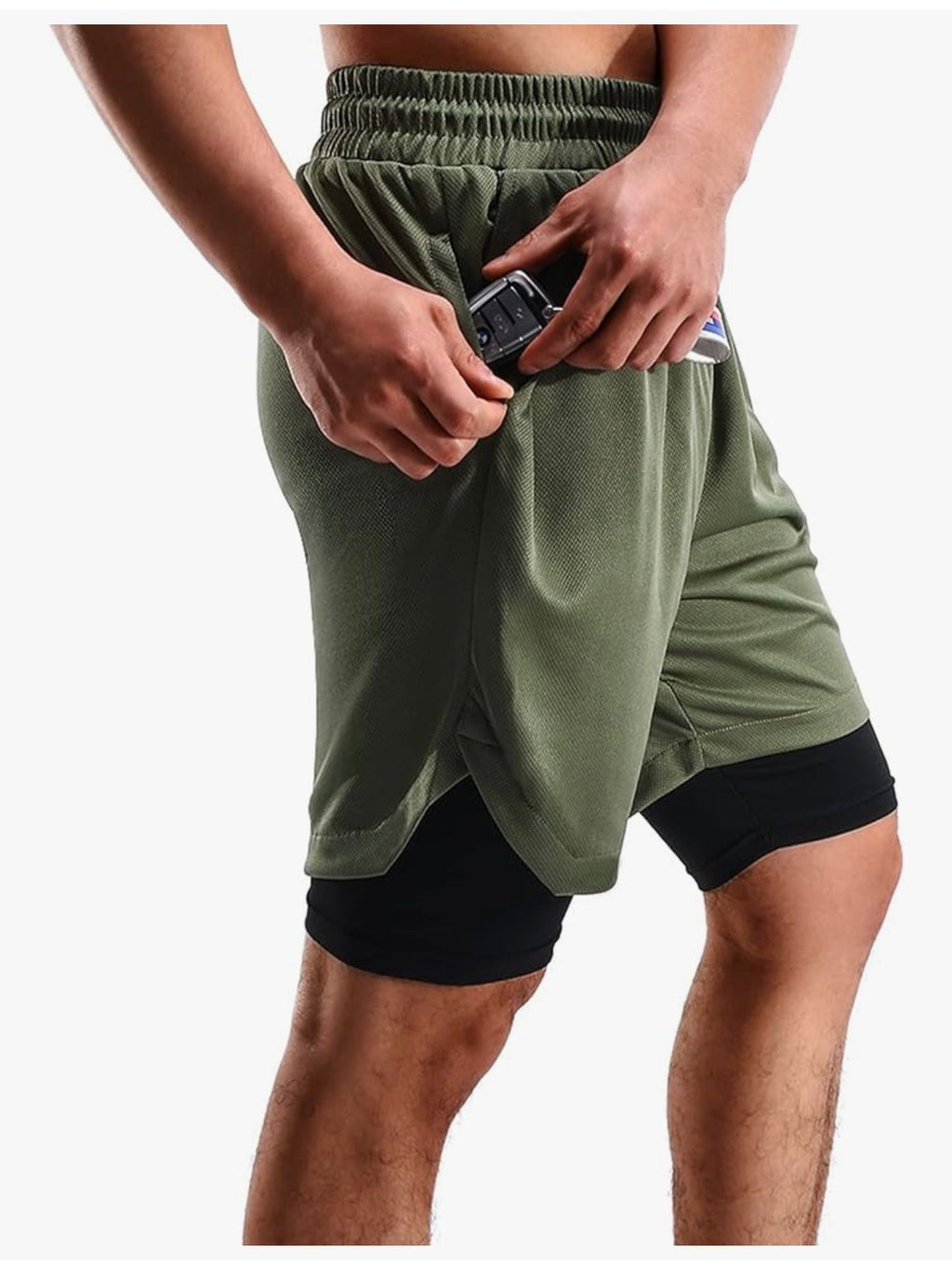 2 in 1 Mens Shorts Casual 2 Pack