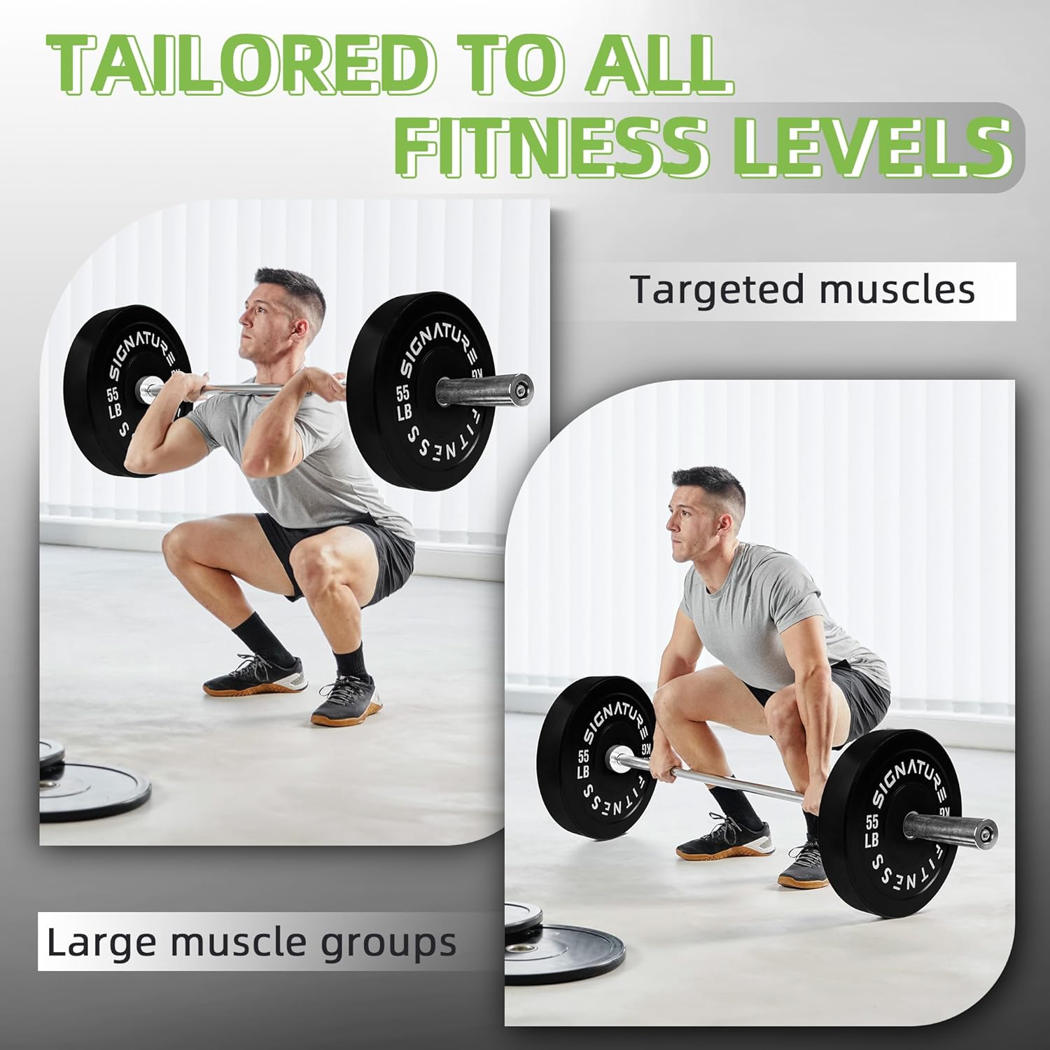 Fitvids Olympic Bumper Plates Set, 2" Weight Plates for Strength Training & Weightlifting, Paris or Set or Set with Barbell, Multiple Options