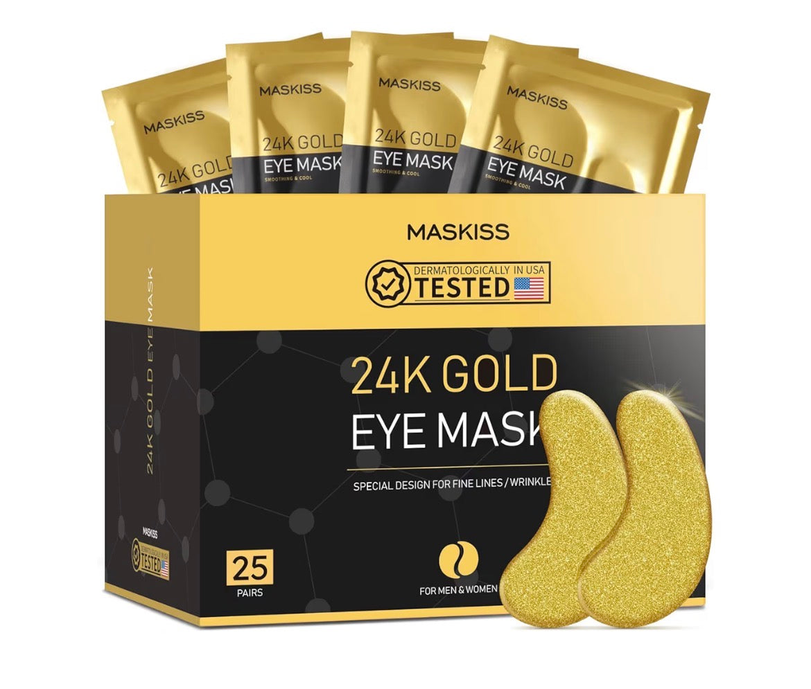 24k Gold Under Eye Patches (25 Pairs), eye mask, Collagen Skin Care Products, Eye Patches for Puffy Eyes, eye masks for dark circles and puffiness