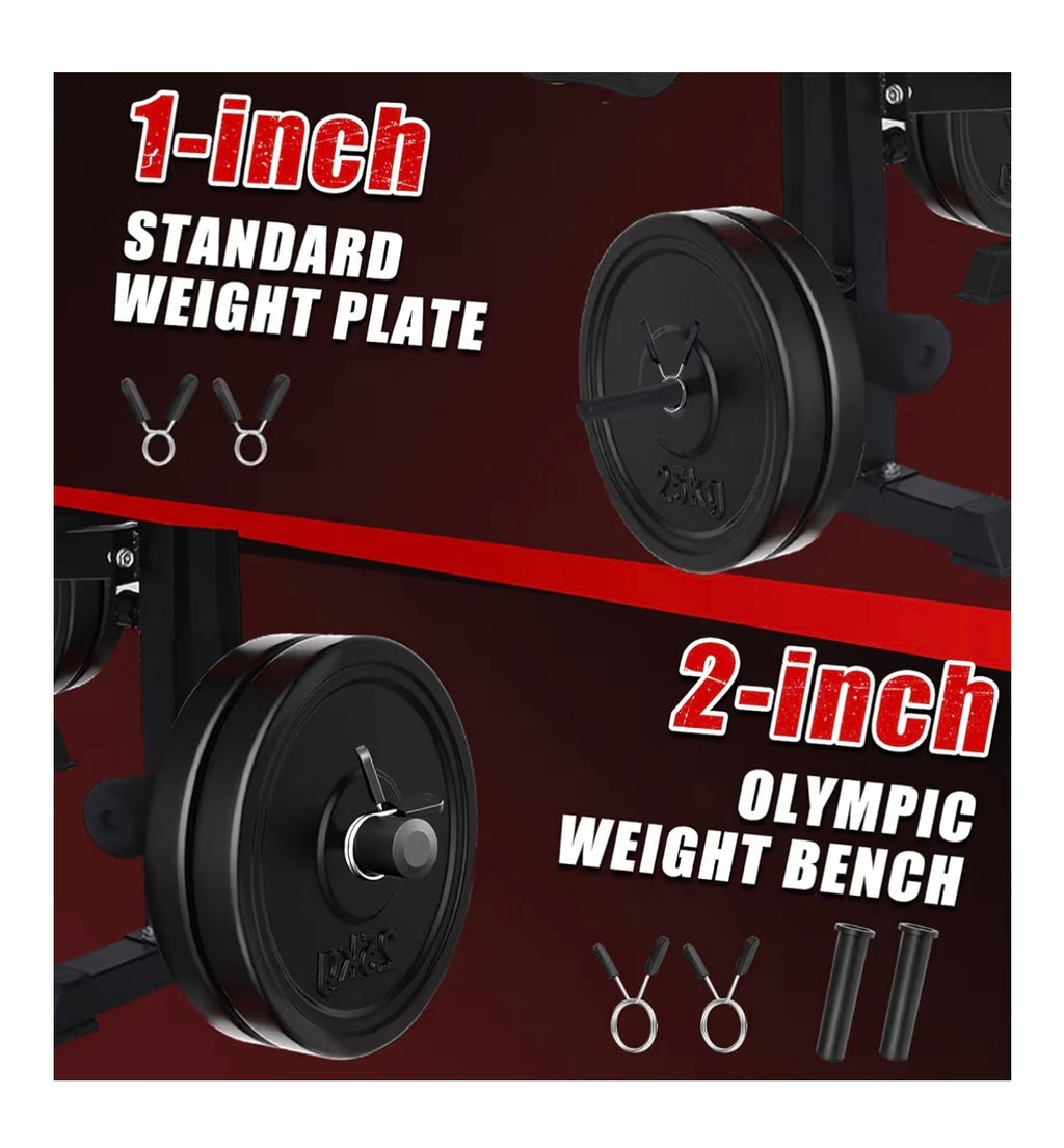 1500LBS 8 in 1 Weight Bench Set with Leg Extension/Curl and Preacher Curl, Bench Press Set and Barbell Rack with Safety Bar Catches,